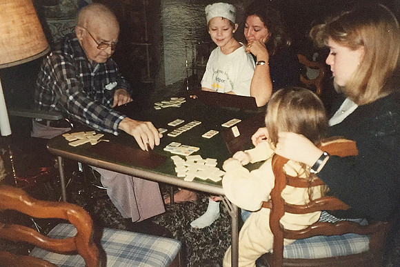 Dominoes with Pops, Julie, Jane, Devon, Hillary